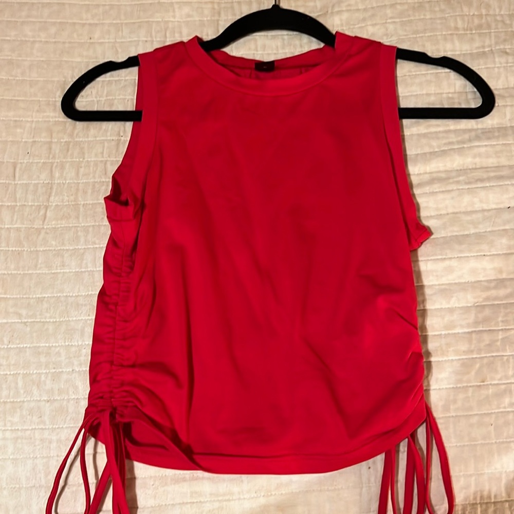 Red size small ruched tank top